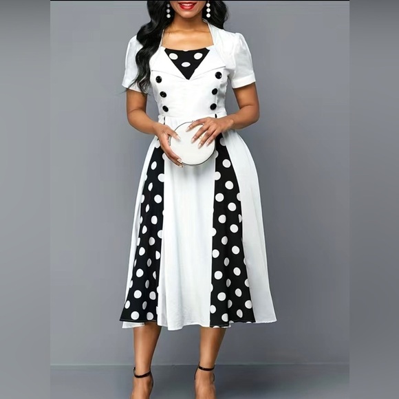Women's Elegant Polka Dress - Picture 1 of 7